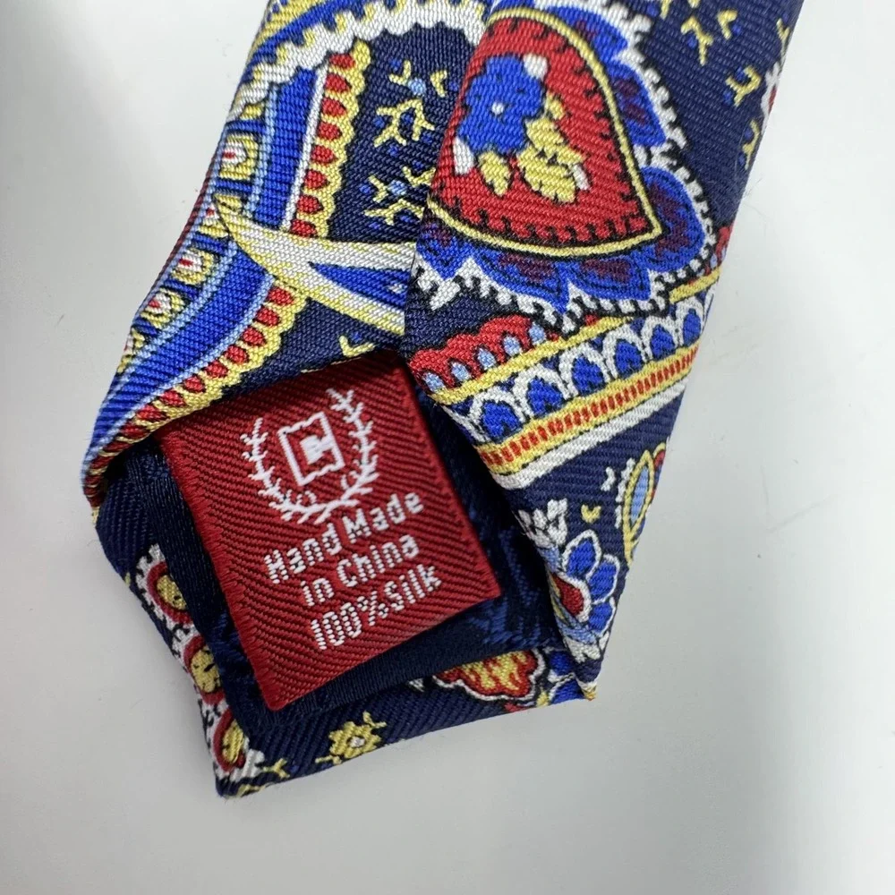 Chaps Neckties Mens Navy Paisley Silk + Navy Green Stripe Polyester Lot of 2‎